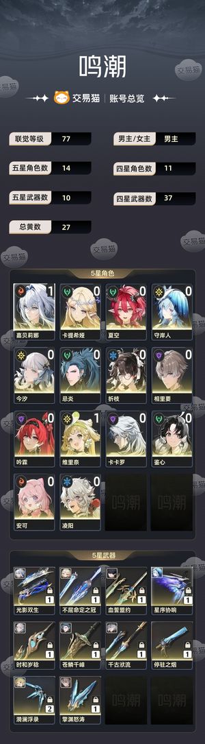 鸣潮【77级】 游戏太多，卖一个