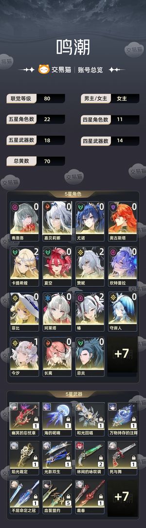 鸣潮【80级】 80级 女主 五星22