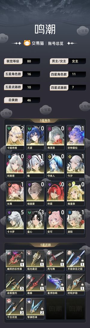 鸣潮【80级】 卖号可以自己上号看看