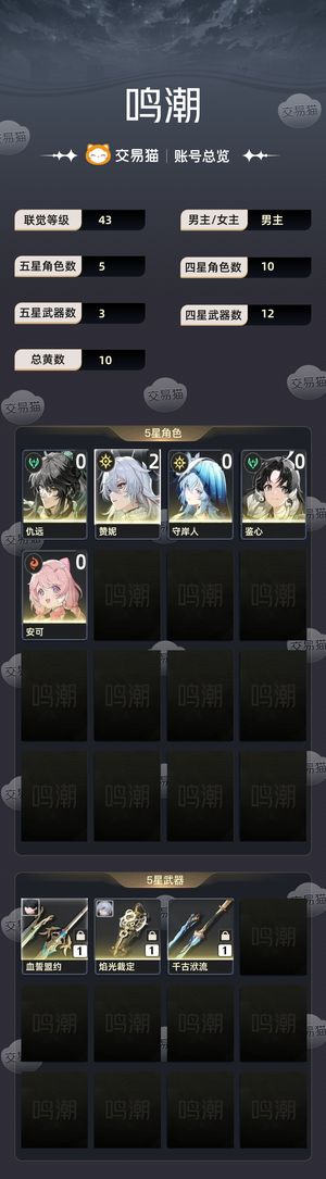 鸣潮【43级】 21赞妮00仇远守岸人