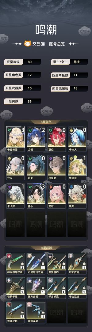 鸣潮【80级】 31卡2带相里要专尤诺