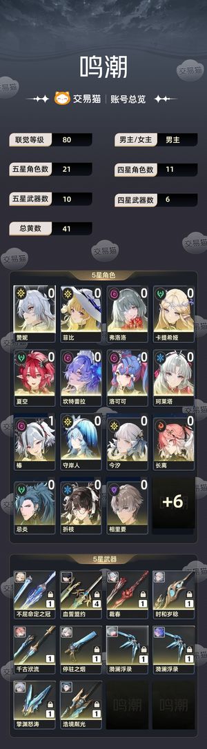 鸣潮【80级】 21角色，低价甩卖