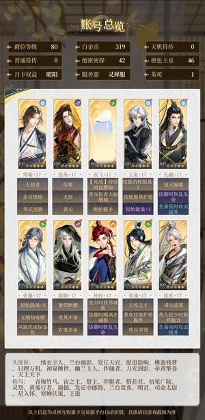 如鸢【80级】 开服满级号密探资源超多