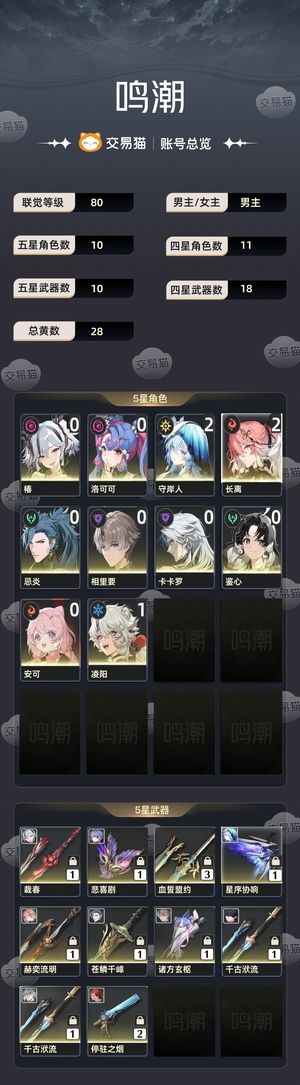 鸣潮【80级】 5万星声  两个2 1老号资源