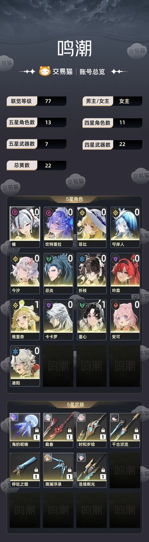 鸣潮【77级】 自玩号有今夕皮