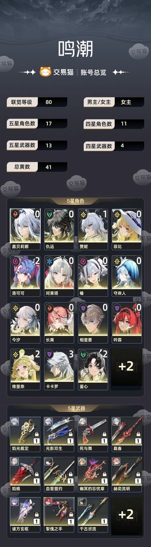 鸣潮【80级】 角色多有练度