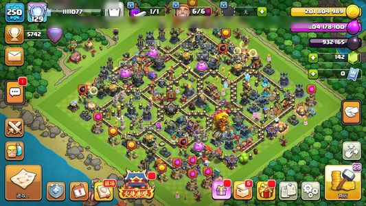 部落冲突【17本 繁荣度129 奖杯5742】18本满墙满，4个王都满了