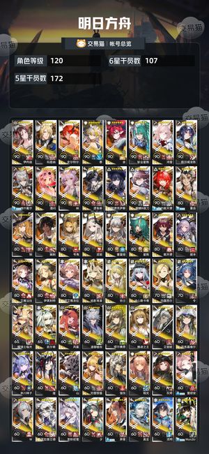 明日方舟【120级】全联动全限定高练号