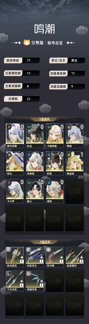 鸣潮【71级】 鸣潮成品欧号（可小刀）