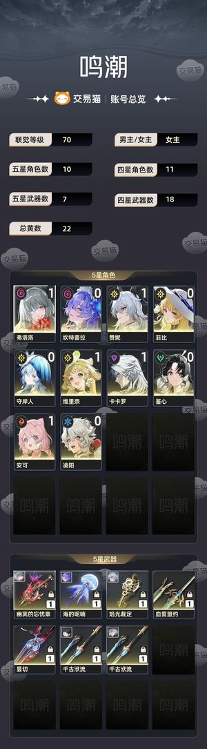 鸣潮【70级】 希望能早点卖掉，价格可以低一些