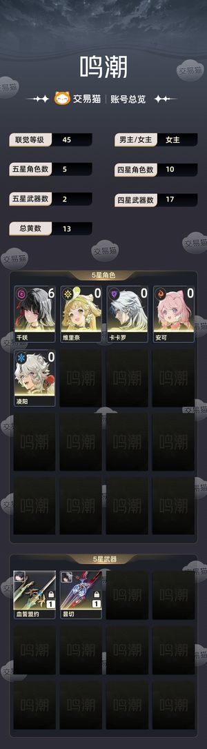 鸣潮【45级】 满命千咲加专武