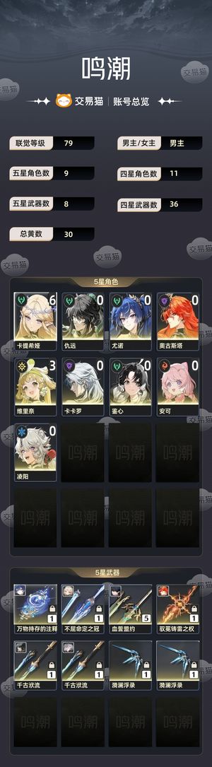 鸣潮【79级】 六命卡提，日月队，仇远