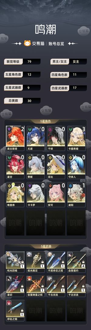 鸣潮【79级】 31卡提21奥古，赞菲守夏尤千