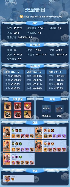 无尽冬日【统帅10级】T11弓快T11盾