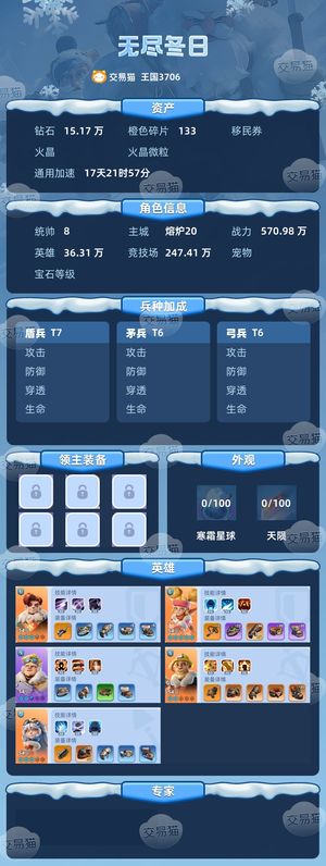 无尽冬日【统帅8级】统8新区猪妹满潜满技3星尼莫