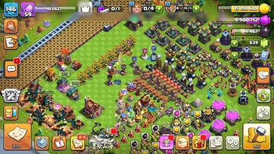 部落冲突【15本 繁荣度59 联赛等级瓦基丽武神15】可以玩一玩。.