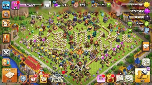 部落冲突【16本 繁荣度72 联赛等级戈仑石人21】 16本满防，有二次