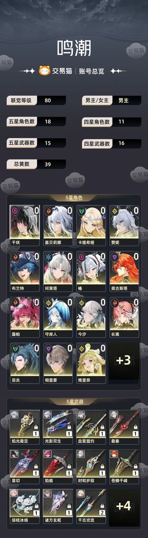 鸣潮【80级】 角色武器多，限定以抽30抽