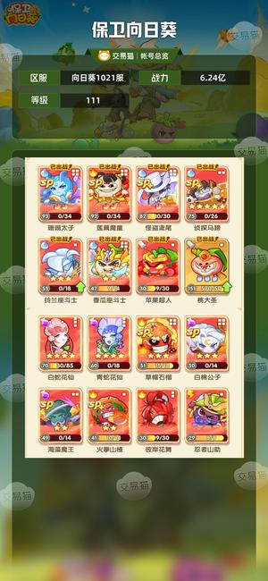 保卫向日葵【111级,6.24亿战力】