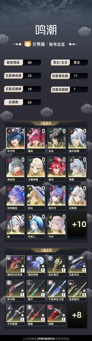 鸣潮【80级】 全图鉴差三多专武带抽