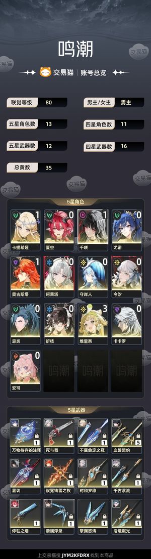 鸣潮【80级】 11卡提奥古千咲土豆皮散皮