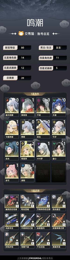 鸣潮【80级】 鸣潮卖号了