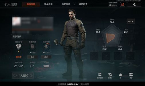 暗区突围库存价值21.2M 1近战武器 信誉5级 精英