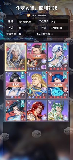 斗罗大陆：魂师对决【大匠,67级】三百抽万钻红胸针红五皮