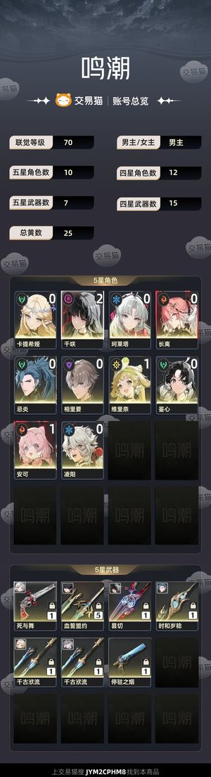 鸣潮【70级】 号上还有60多抽详细看描述