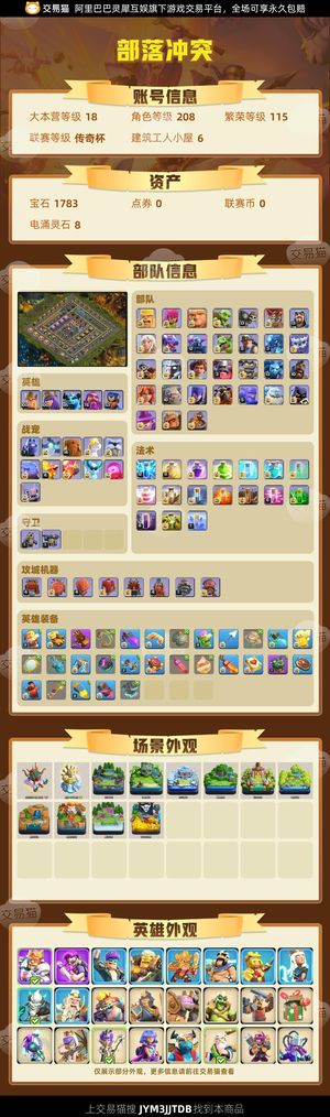 部落冲突【18本 繁荣度115 联赛等级传奇杯】18本基本满防装备等级高