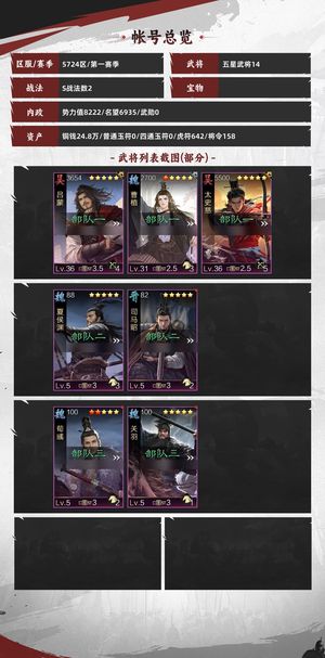 率土之滨新区，5724，一套