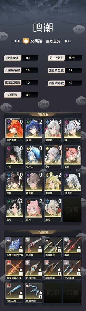 鸣潮【80级】 21椿31柯01奥古21尤诺