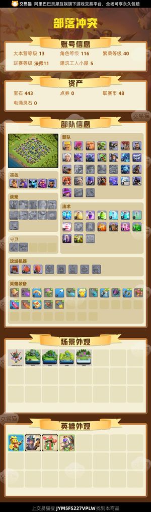 部落冲突【13本 繁荣度40 联赛等级法师11】12本高王高冰种