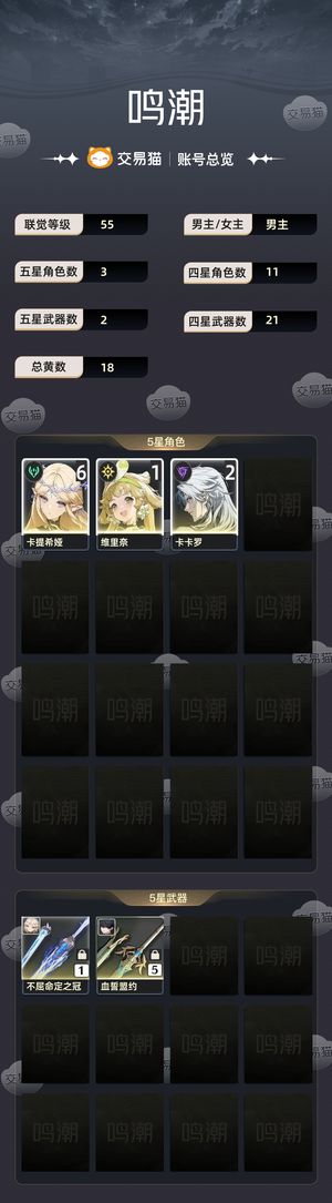 鸣潮【55级】 61卡，月卡刚买，极品声骸面板