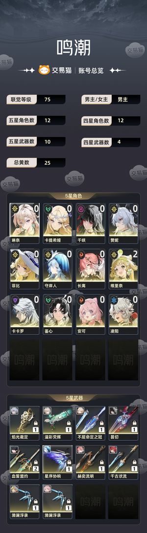 鸣潮【75级】 自玩号，自己看吧