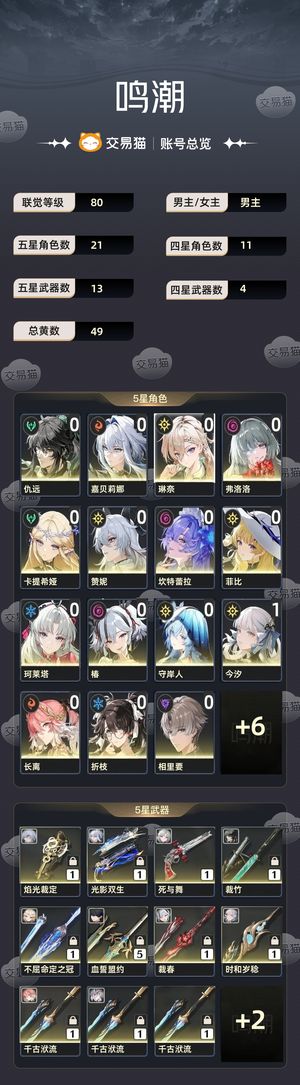 鸣潮【80级】 全部角色毕业