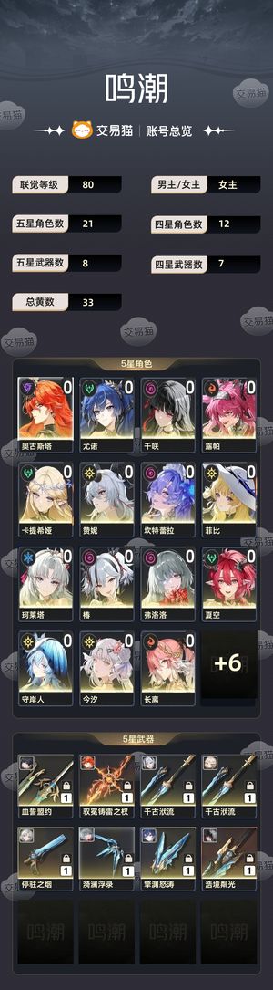 鸣潮【80级】 鸣潮全女号