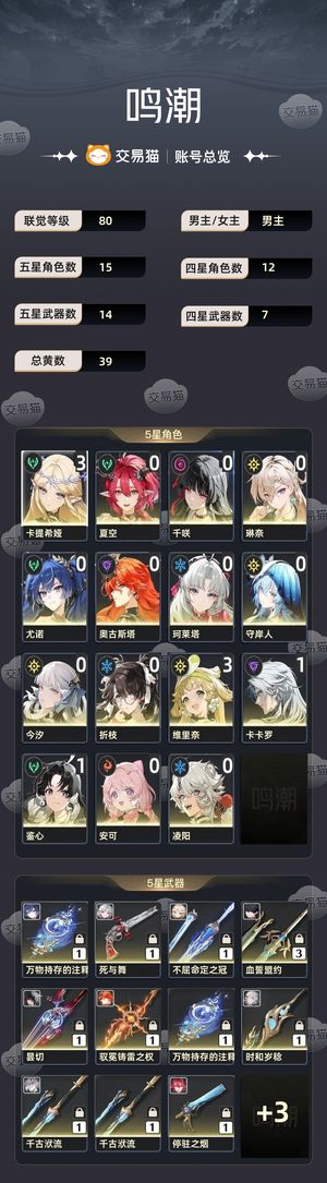 鸣潮【80级】 日月队，今汐队，满配卡夏千