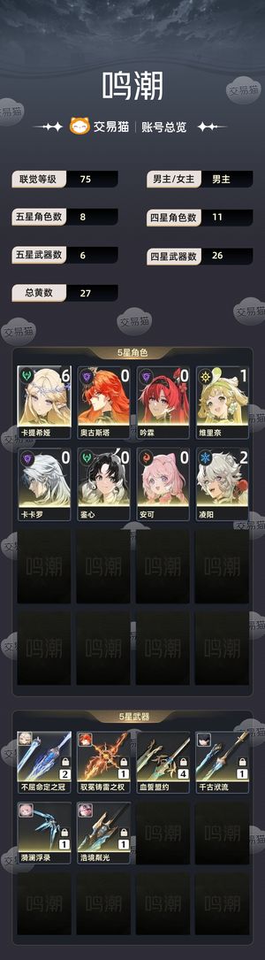 鸣潮【75级】 满链满连卡提