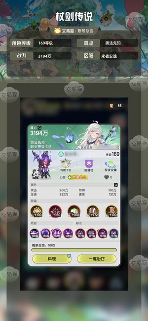 杖剑传说【169级奥法先知】养成精细号，先遣服同号