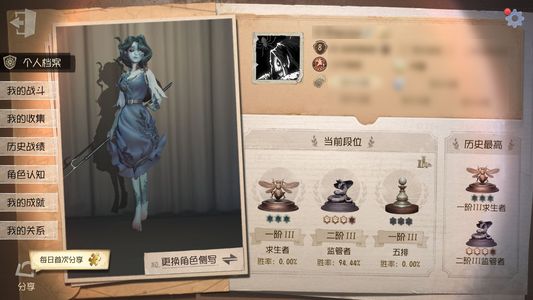 第五人格【8级】自选角色没拿小号