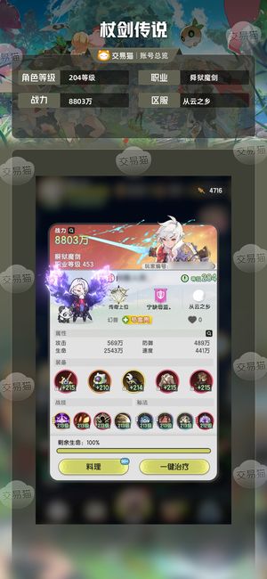 杖剑传说【204级 】 不玩了  找个有缘人