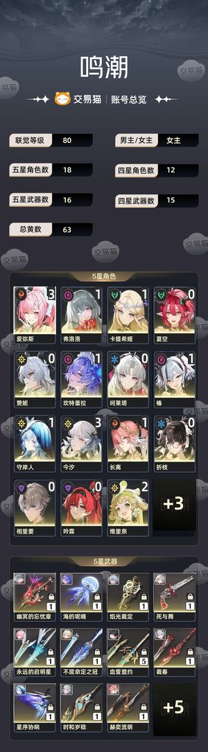 鸣潮【80级】全女队毕业，4命爱弥丝，三岁主