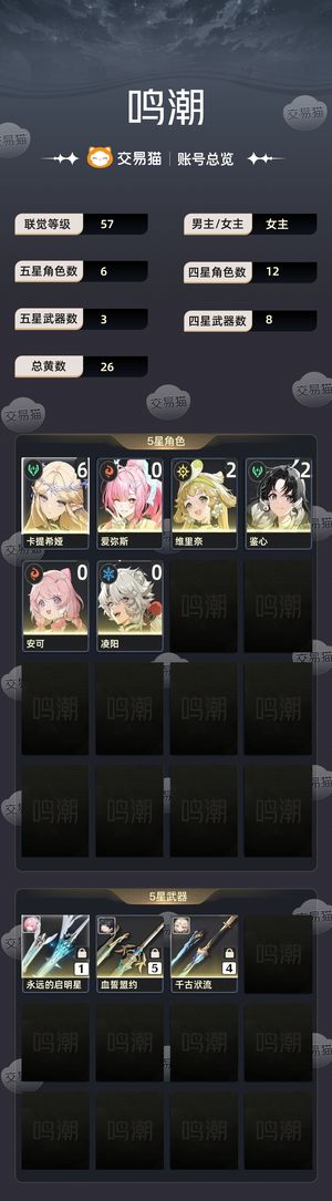 鸣潮【57级】 60卡提，0 1爱弥斯