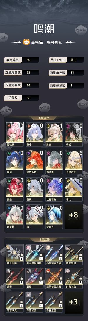 鸣潮【80级】 61卡提加现在所有To配队