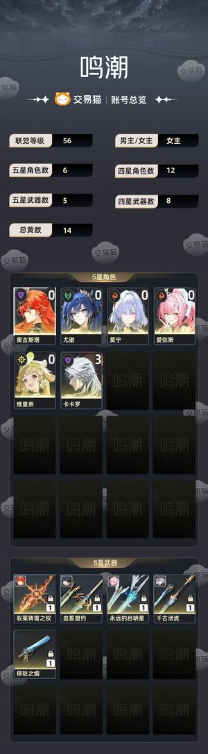 鸣潮【56级】 爱弥斯，奥古。有专武，完美双爆