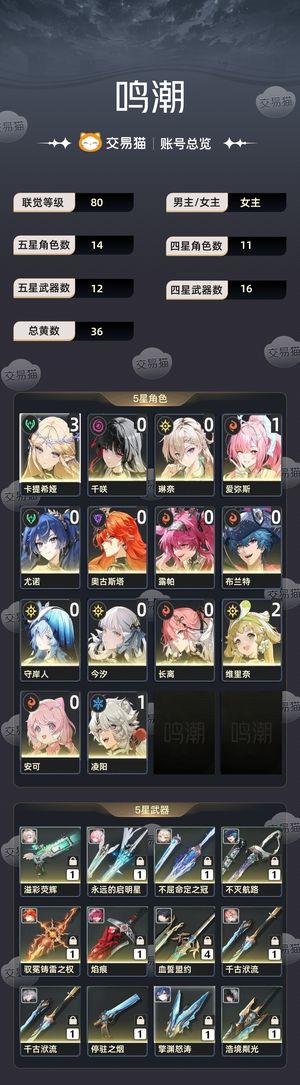 鸣潮【80级】 自玩超欧成品号，没空玩出了