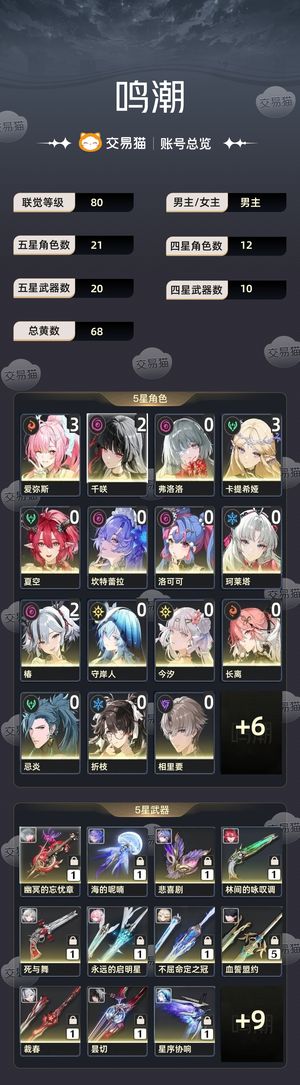 鸣潮【80级】 卡夏空龙凤多种配队没时间玩