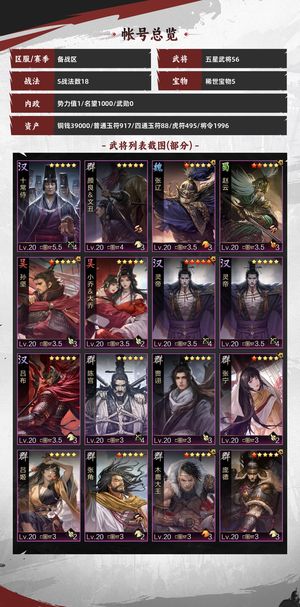 率土之滨核心多，高红满红多，能组主五一线