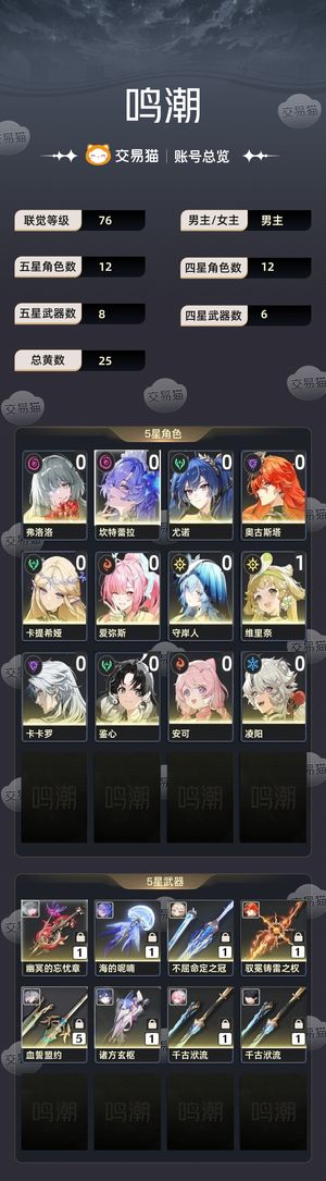 鸣潮【76级】 日月守 弗坎卜 卡提爱弥斯